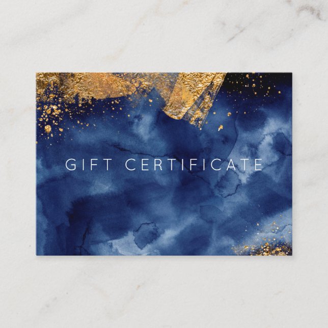 Luxe Navy Gold Watercolor Geschenkgutschein Visitenkarte (Vorderseite)