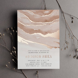 Luxe Neutral Marble Graduation Party Folieneinladung