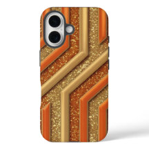 Luxe Orange Glitzer Gold Glitzer iPhone 16 Fall
