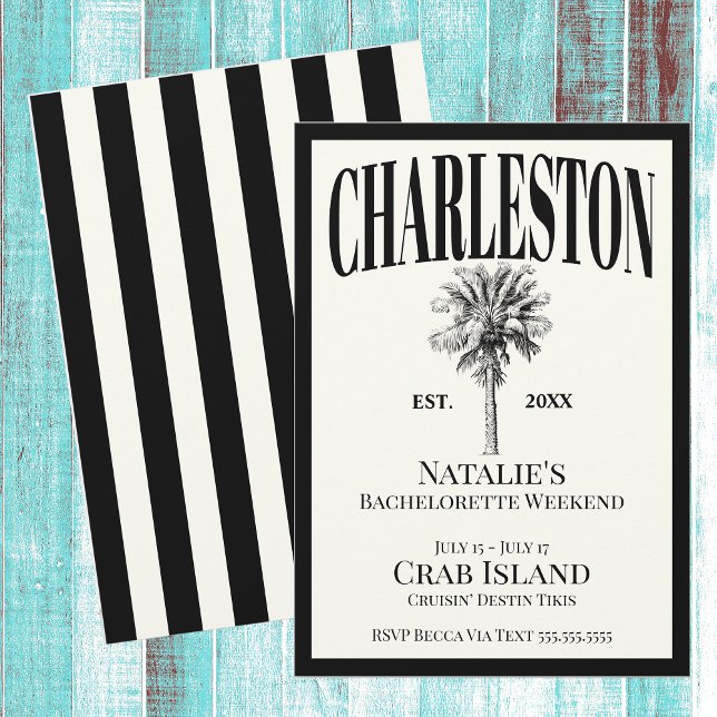 Luxe Palm Trees Charleston Coastal Bachelorette Einladung (Von Creator hochgeladen)