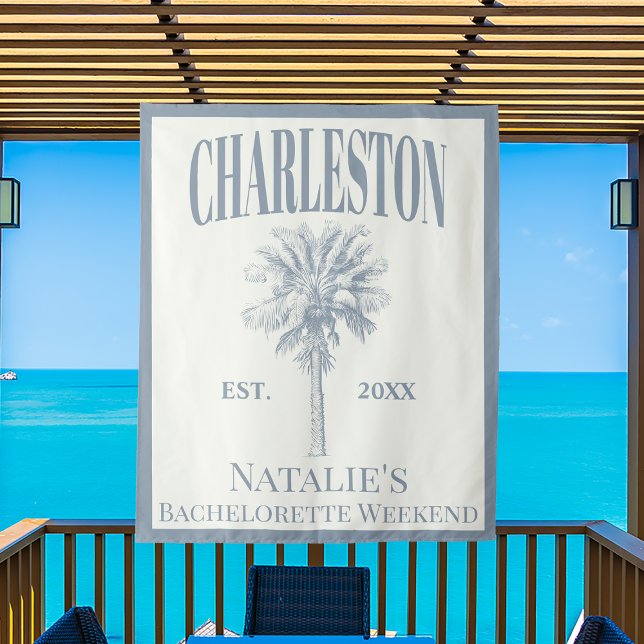 Luxe Palm Trees Charleston Coastal Bachelorette Wandteppich (Von Creator hochgeladen)