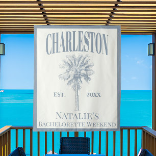 Luxe Palm Trees Charleston Coastal Bachelorette Wandteppich