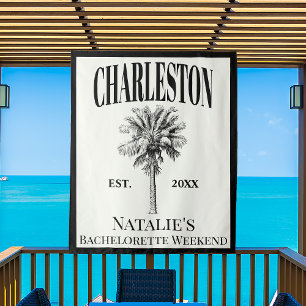 Luxe Palm Trees Charleston Coastal Bachelorette Wandteppich