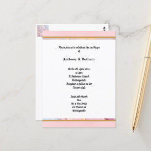LUXE PASTEL GOLD MARBLE WEDING INVITATION POSTKARTE