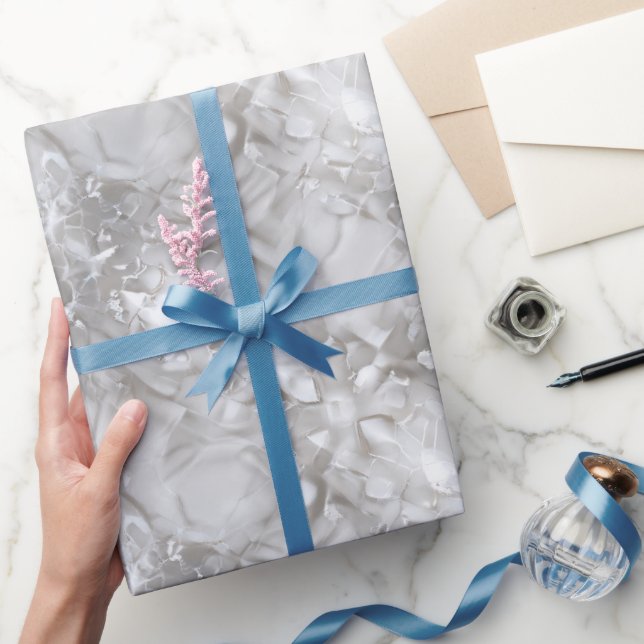 Luxe-Perle-Silber-Glanz-Frost-Abstraktmuster Geschenkpapier (Schenken)