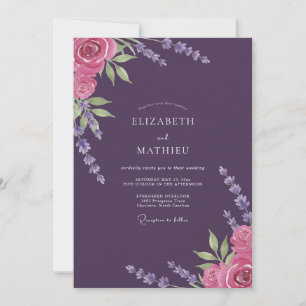 Luxe-Pfirsich-Magenta-Blüten-Hochzeit Einladung