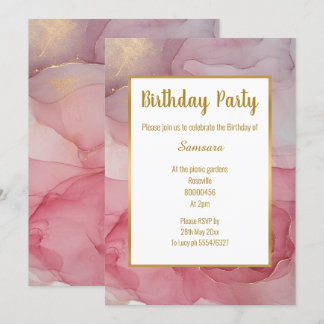 LUXE PINK BLUSH MARBLE ROSE GEBURTSTAG EINLADUNG