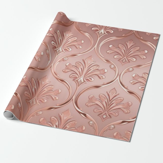 Luxe Pink Glitzy Foil Rose Gold Blush Glam Geschenkpapier (Ungerollt)