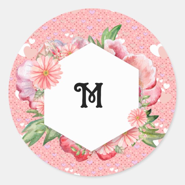 Luxe pink hearts vibrant romantic wallpaper runder aufkleber (Vorderseite)