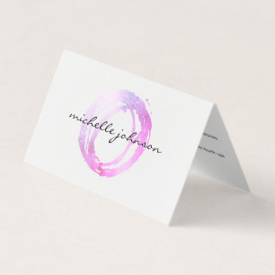 Luxe Pink Painted Circle Salon Aftercare Card Visitenkarten