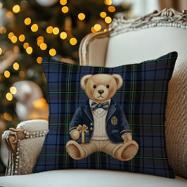 Luxe Preppy Plaid Teddy Bear Kissen