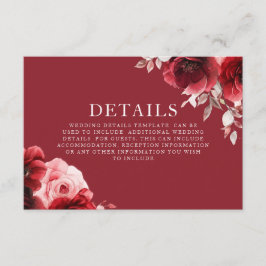 Luxe Radiance Ruby Rote Rosen Bloom Wedding Detail Begleitkarte