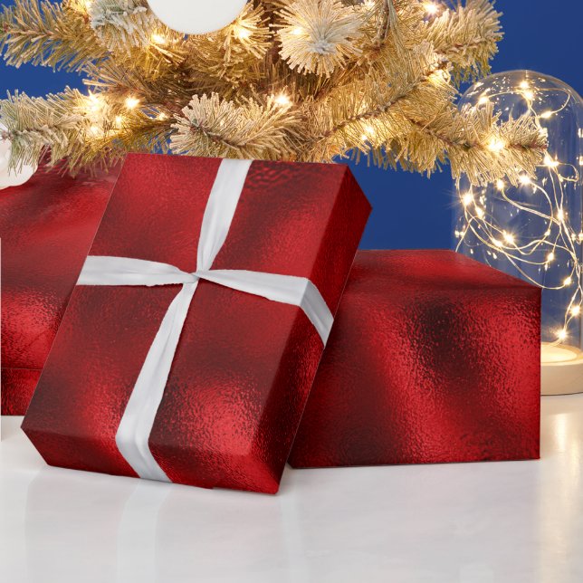 Luxe Red Faux Foil Geschenkpapier (Feiertage)