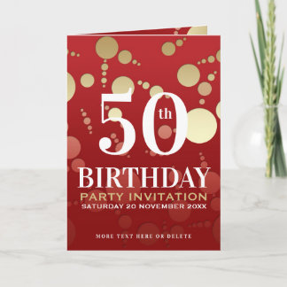 Luxe Red Gold 50. Geburtstagsparty geklappt Einladung