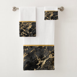 LUXE RETRO MARBLE BLACK GOLD BADEZIMMER SET