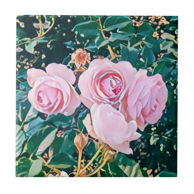 luxe romantic flowers botanical wallpaper fliese (Vorderseite)