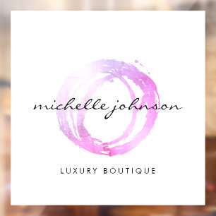 Luxe Rosa bemalter Kreis Designer-Logo Fensteraufkleber