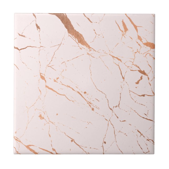 Luxe Rosa und Rose Gold Marmor Keramik Tile Fliese (Vorderseite)