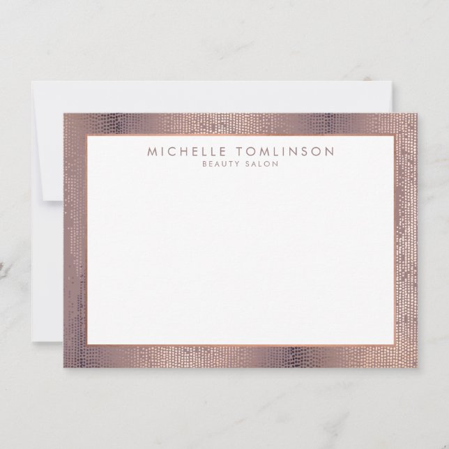 Luxe Rose Gold Confetti Rain Muster flache Notecar Mitteilungskarte (Vorderseite)