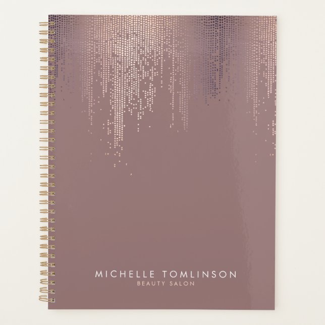 Luxe Rose Gold Confetti Rain Termin Buch Planer (Vorderseite)