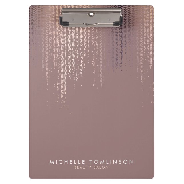 Luxe Rose Gold Confetti Regenmuster Klemmbrett (Vorderseite)