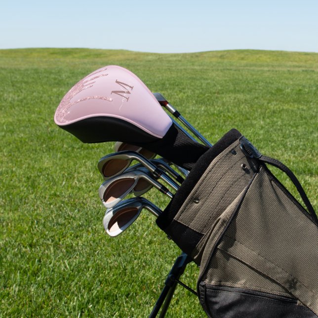 Luxe Rose Gold Pink Dripping Glitzer Monogram Golf Headcover (In SItu)