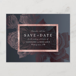 Luxe Rose Gold Vintag botanisch Save the Date Ankündigungspostkarte