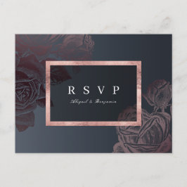 Luxe Rose Gold Vintag botanische Hochzeit RSVP Einladungspostkarte