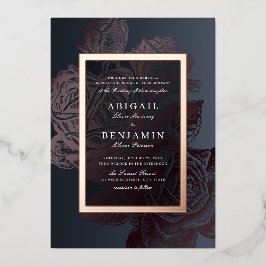 Luxe Rose Gold Vintage botanische Blumenhochzeit Folieneinladung