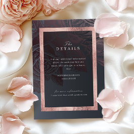 Luxe Rose Gold Vintage botanische Hochzeitsdetails Begleitkarte