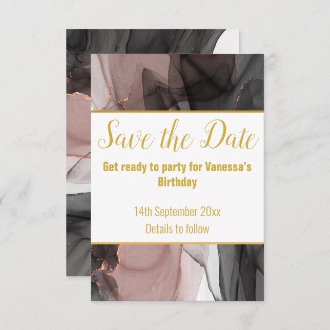 LUXE-ROSE SAVE THE DATE RSVP-KARTE RSVP KARTE (Vorne/Hinten)
