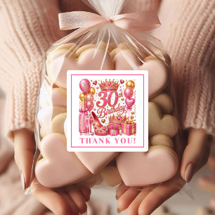 Luxe-Roségold-Glitter-30-Geburtstag-Aufkleber Quadratischer Aufkleber