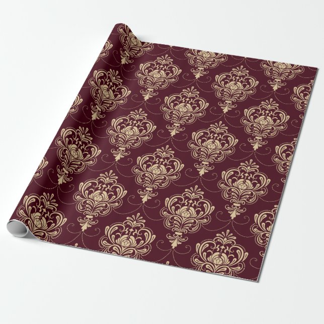 Luxe Royal Damask Gold Ziermuster Geschenkpapier (Ungerollt)