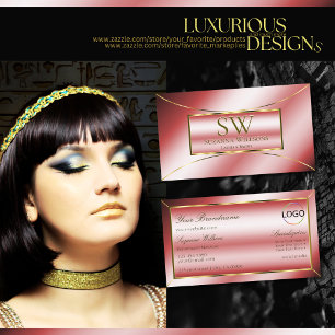Luxe Ruby Red Gold Dekoration mit Monogramm und Lo Visitenkarte