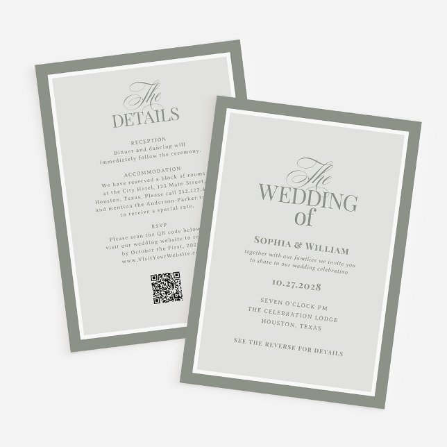 Luxe Sage Green mit UAWG QR Code | Hochzeit Einladung (Von Creator hochgeladen)