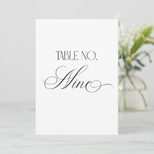 Luxe Schrift 5x7 Hochzeitstisch Nummer Neun Schild Einladung