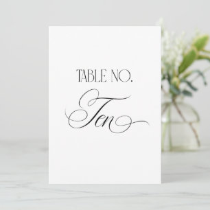 Luxe Schrift 5x7 Hochzeitstisch Nummer Zehn Schild Einladung