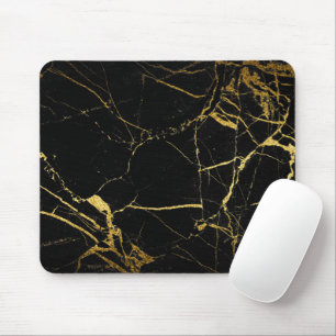 Luxe Schwarz und Gold Marmortextur Mousepad