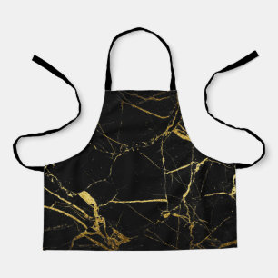Luxe Schwarz und Gold Marmortextur Schürze