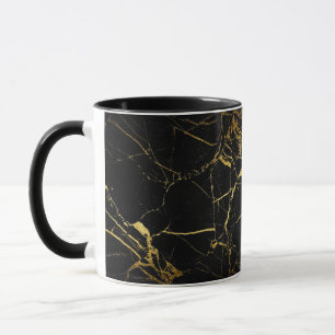 Luxe Schwarz und Gold Marmortextur Tasse