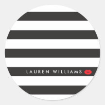 Luxe Schwarz/Weiße Streifen Rote Lippen Makeup Kün