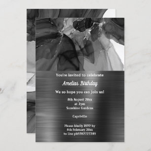 LUXE SCHWARZE CHIFFON PARTY TEXTURE-EINLADUNG EINLADUNG