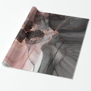 LUXE SCHWARZPINK FLOATING ROSE WRAPPPAPIER GESCHENKPAPIER