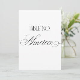 Luxe Script Wedding Table Number Nineteen Sign Einladung