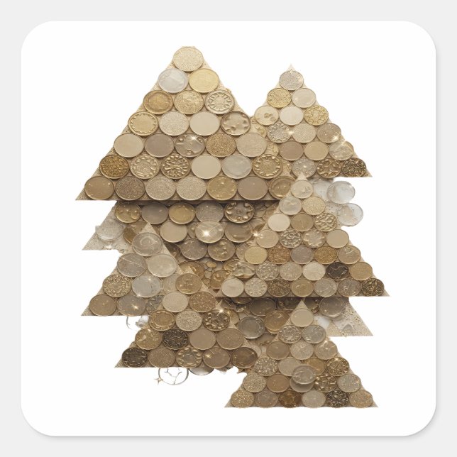 Luxe-Silber-TREE-Geschenkaufkleber Quadratischer Aufkleber (Vorderseite)