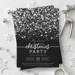 Luxe Silver Winter Shiny Stars Company Xmas Einladung