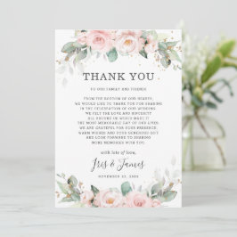 Luxe Soft Hued Blush Pink Blumengrün Hochzeit Dankeskarte