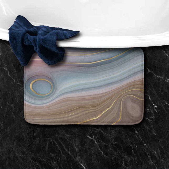 Luxe Strata | Dusty Slate Blue Taupe Pink Agate Badematte (Von Creator hochgeladen)