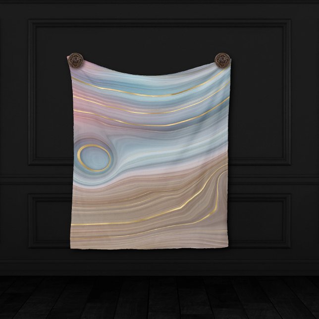 Luxe Strata | Dusty Slate Blue Taupe Pink Agate Fleecedecke (Von Creator hochgeladen)
