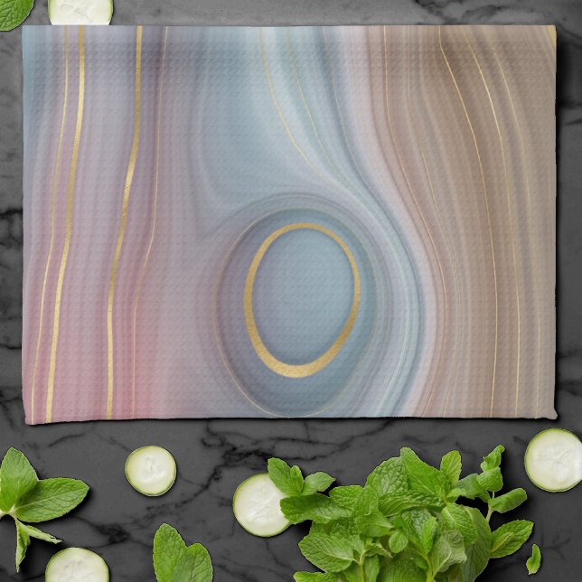 Luxe Strata | Dusty Slate Blue Taupe Pink Agate Geschirrtuch (Von Creator hochgeladen)
